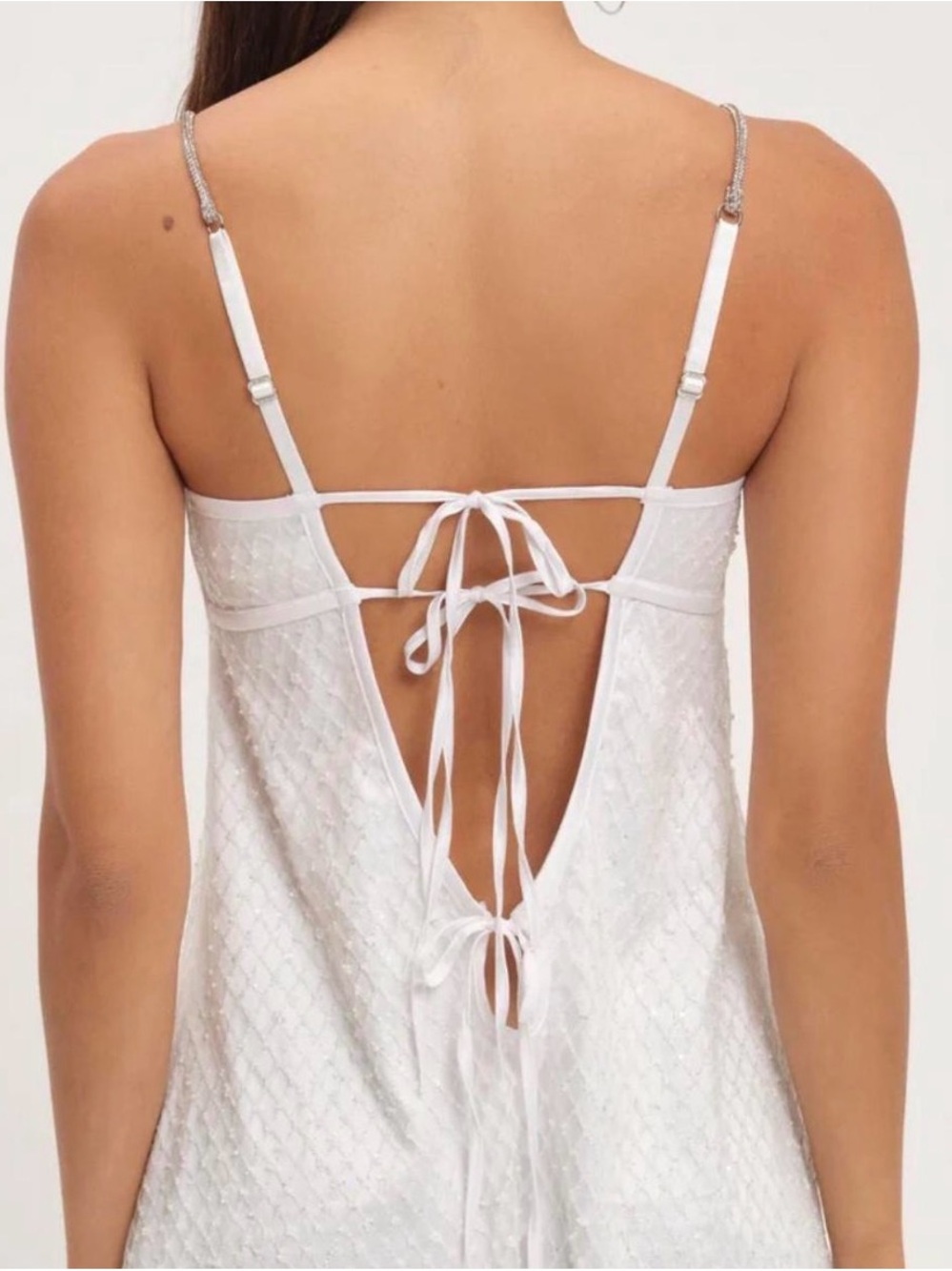 For Love & Lemons White Glittery Slip Dress - Picture 3 of 3